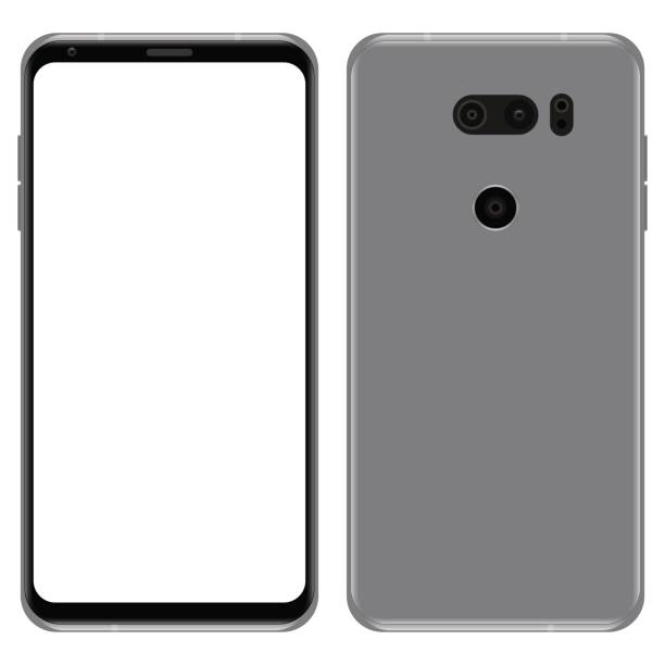 Smart phone: back and front view Silver smart phone: back and front view phone cover stock illustrations