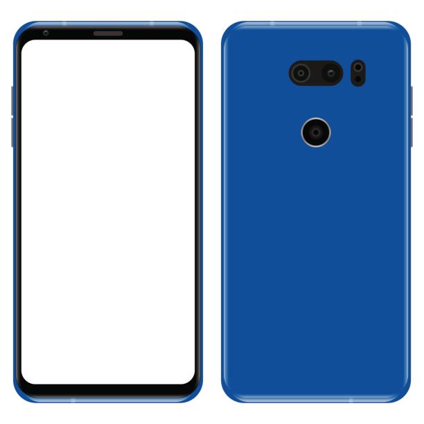 Smart phone: back and front view Blue smart phone: back and front view phone cover stock illustrations