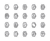 Smart Watch Feature Line Icons Vector EPS 10 File, Pixel Perfect Icons.