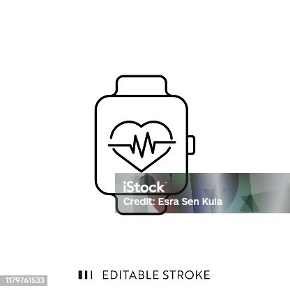 istock Smart Watch Icon with Editable Stroke and Pixel Perfect. 1179761533