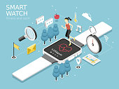 smart watch-fitness and sport concept in flat 3d isometric graphic