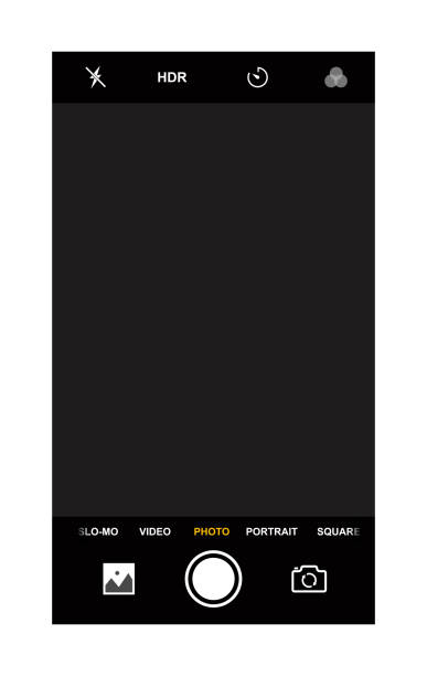 ilustrações de stock, clip art, desenhos animados e ícones de smartphone camera viewfinder template. camera recording. vector illustration - smartphone filming