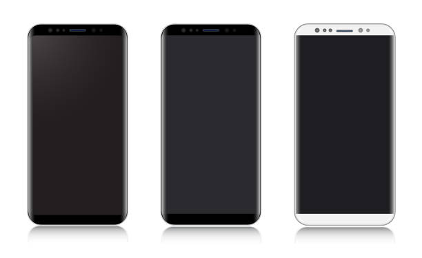 ベクトルスマートフォン、携帯電話黒と銀色、リアルなベクトルイラスト