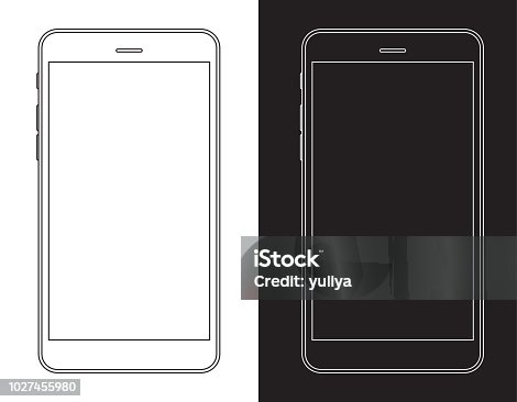 istock Smartphone, Mobile Phone in Black and White Wireframe 1027455980