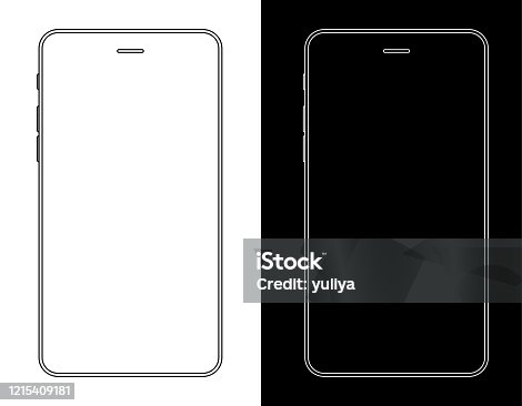 istock Smartphone, Mobile Phone In Black And White Wireframe 1215409181