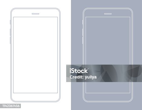 istock Smartphone, Mobile Phone in Gray and White Wireframe 1142361456