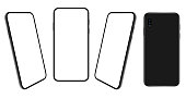 Smartphone. Mobile phone Template. Telephone. Realistic vector illustration of Digital devices. Front and Rear View