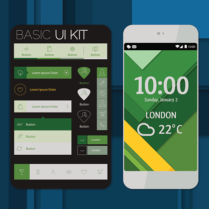 Smartphone mockup with basic UI/UX kit