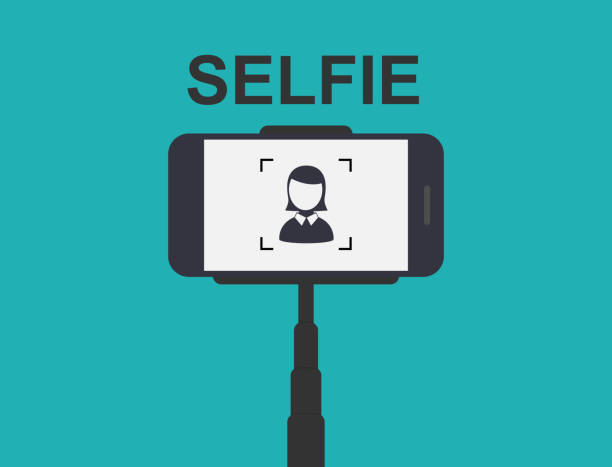 Smartphone Selfie. Tool Monopod. vector art illustration