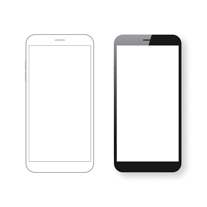 Smartphone template and Mobile phone outline isolated on white background.