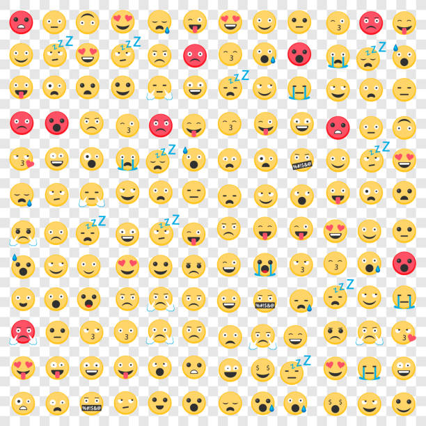 미소, 아이콘, 세트, 세트, 스타일 - emoji stock illustrations