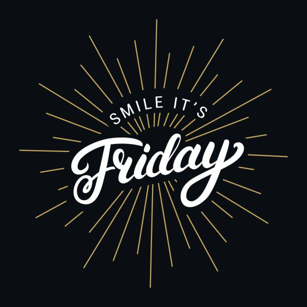 Smile its friday hand written lettering. Smile its friday hand written lettering. Motivational phrase. Inspirational poster. Vector illustration. happy friday stock illustrations