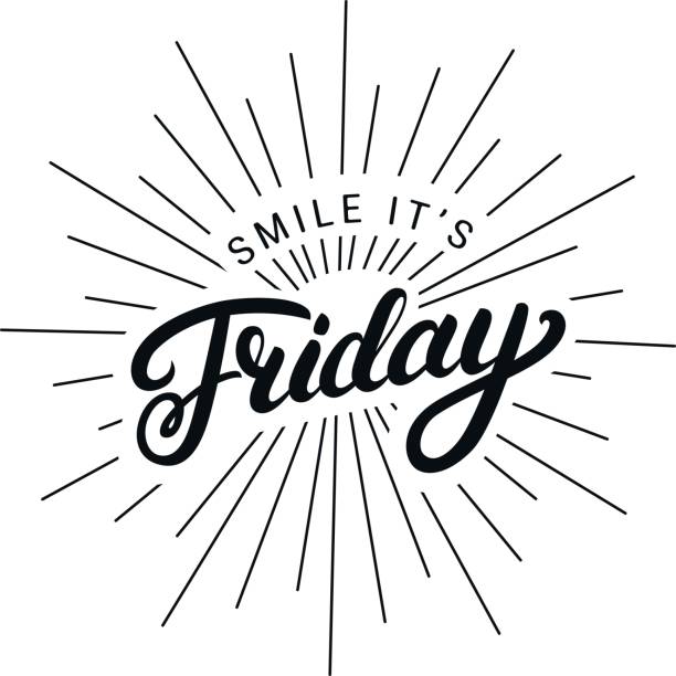 Smile its friday hand written lettering. Smile its friday hand written lettering. Modern brush calligraphy. Inspirational quote for card, poster, print. Vector illustration. happy friday stock illustrations