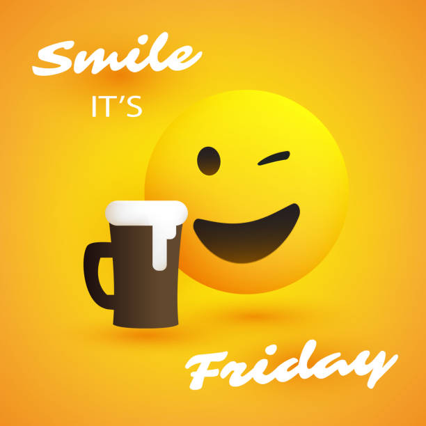 stockillustraties, clipart, cartoons en iconen met glimlach! het is het komende concept van het vrijdag-weekend met smiley - happy friday emoticon