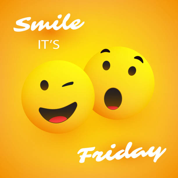 stockillustraties, clipart, cartoons en iconen met glimlach! het is het komende concept van het vrijdag-weekend met smilies - happy friday emoticon
