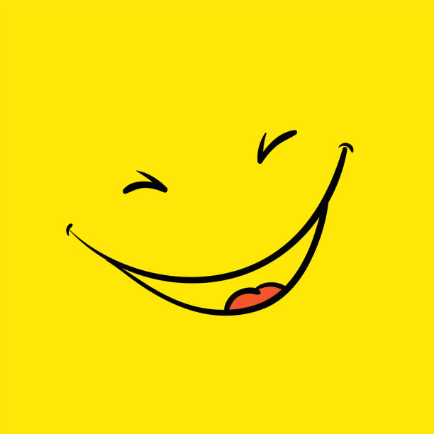 Smile template, yellow positive thinking poster Smile template, vector yellow positive thinking poster laugh stock illustrations