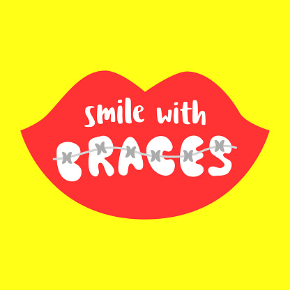Smile With Braces On Teeth Vector Illustration Stock ...