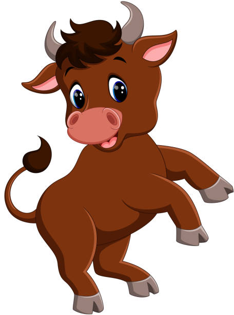 Smiling bull mascot Smiling bull mascot. illustration on white background brown cow stock illustrations