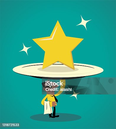 istock Smiling businessman carrying a huge plate with a big star on it 1318721533