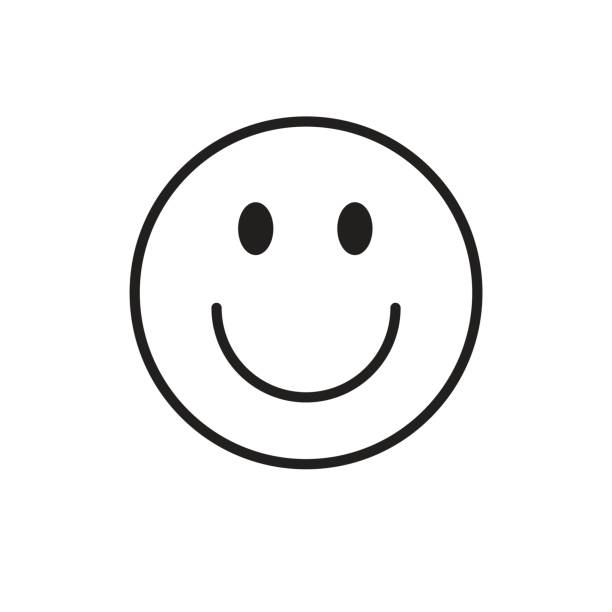 uśmiechnięta kreskówka twarz pozytywna ludzie emocji ikona - smile stock illustrations