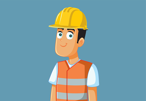 Smiling Construction Worker Vector Cartoon Character