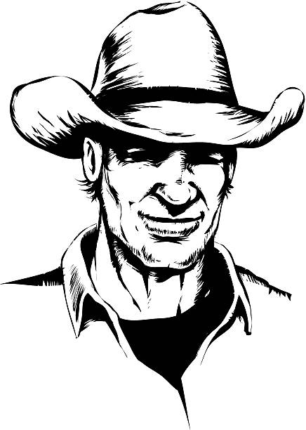 Smiling cowboy vector art illustration