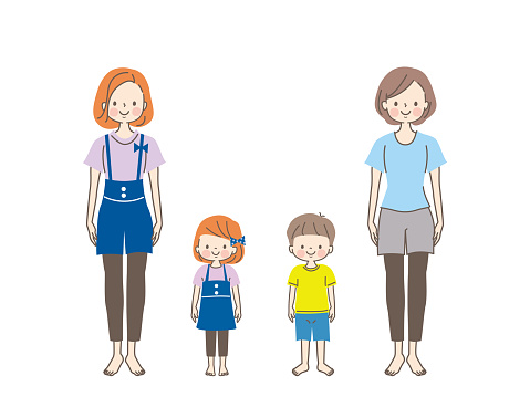 Smiling Parent and Child Set Stock Illustration