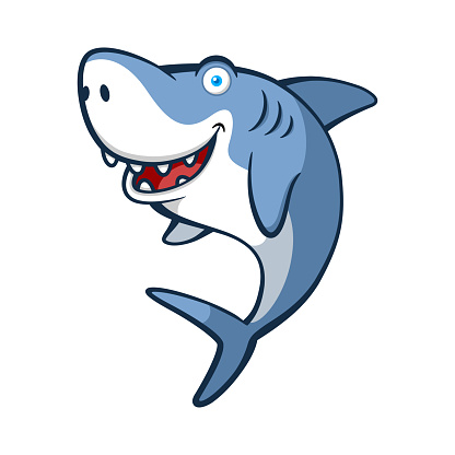 Smiling Shark Cartoon Character