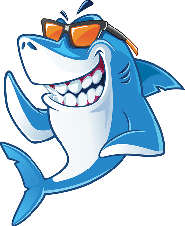 Smiling Shark Cartoon Mascot Character With Sunglasses