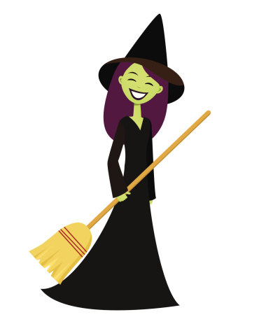 Smiling Witch with Broom