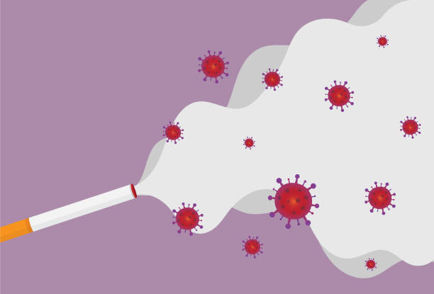 Smoke from cigarettes has a virus vector art illustration