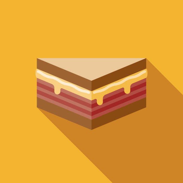 Smoked Meat Sandwich Icon A flat design icon with a long shadow. File is built in the CMYK color space for optimal printing. Color swatches are global so it’s easy to change colors across the document. corned beef stock illustrations
