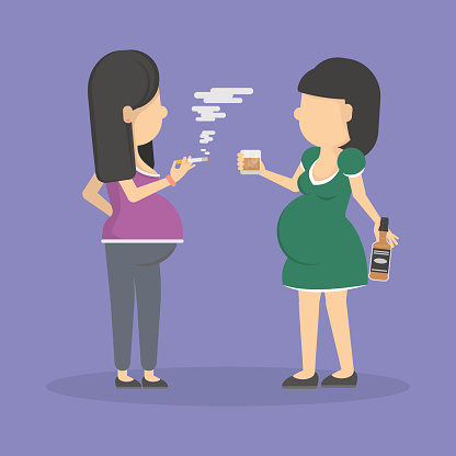Smoking And Drinking Alcohol Pregnant Women Stock ...