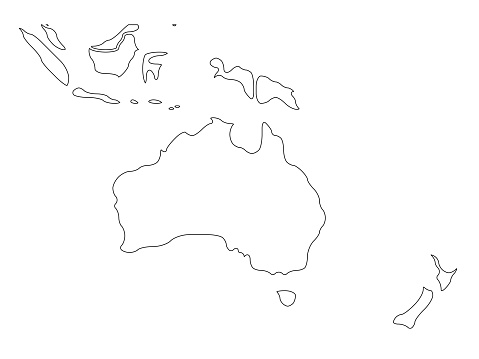 Simplified schematic map of South America. Blank isolated continent political map of countries. Generalized and smoothed borders. Simple flat vector illustration