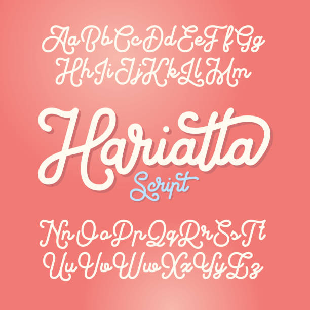Smooth monoline script font named Harietta  calligraphy stock illustrations