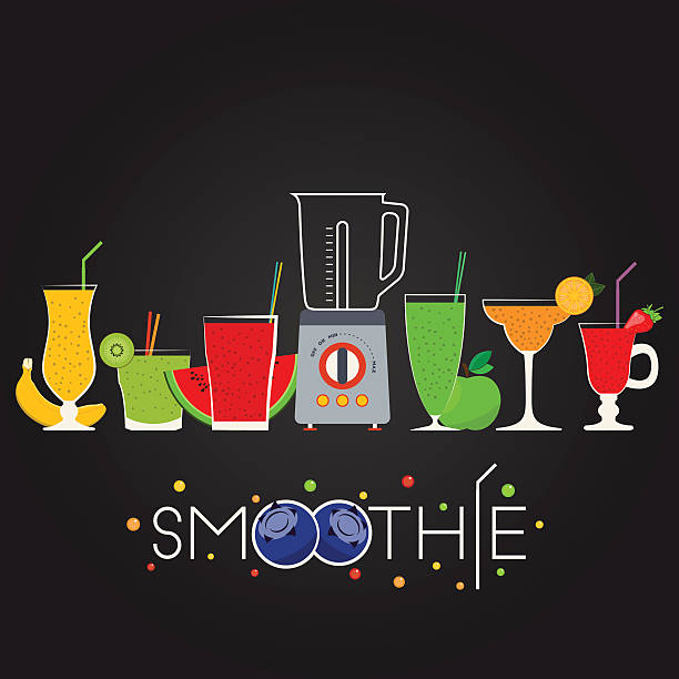 Smoothie Vector illustration of fruit smoothie set for your design smoothie silhouettes stock illustrations