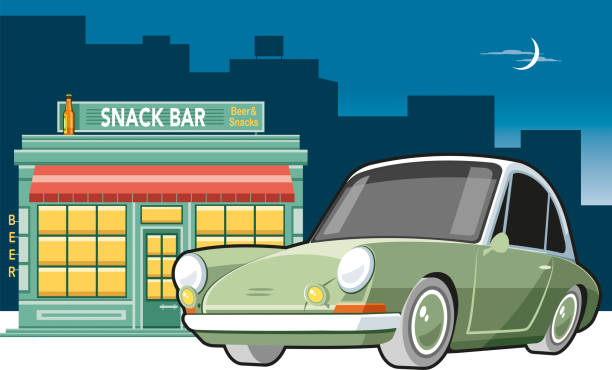 Snack bar Easy editable vintage 
snack bar and auto 
vector illustration... small business saturday stock illustrations