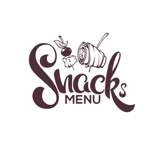 Snack Menu, Vector Image of Hand Drawn Appetizers and Lettering Composition For Your Restaurant Menu Snack Menu, Vector Image of Hand Drawn Appetizers and Lettering Composition For Your Restaurant Menu cheese silhouettes stock illustrations