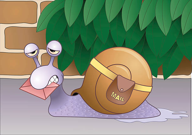 snail Mail Asthmatic Postsnail delivering the mail. slow motion stock illustrations