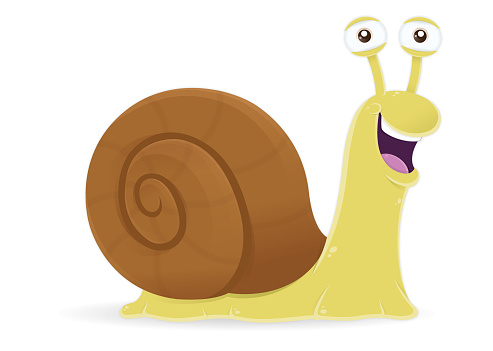 Snail with shell cartoon character