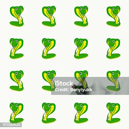 istock Snake endless pattern. Cartoons hand drawn green yellow amphibia art design element stock vector illustration 1172263425