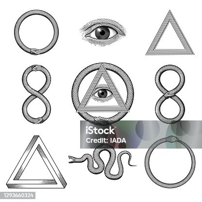istock Snake, Eye, Penrose triangle, Uroboros illustrations 1293660324