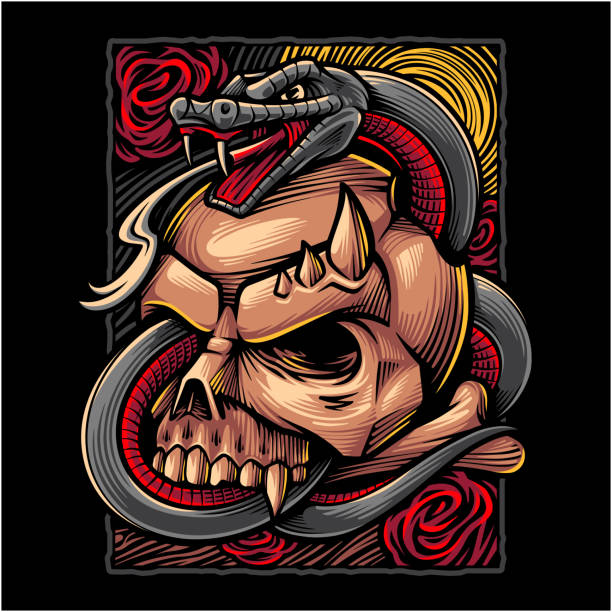 snake mascot with skull  design - medusa festival 幅插畫檔、美工圖案、卡通及圖標