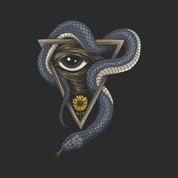 Snake one eye vector illustration Snake one eye vector illustration for your company or brand snakes tattoos stock illustrations