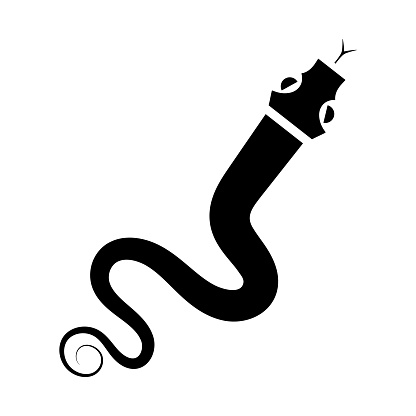 Snake silhouette illustration. Black serpent isolated on a white background. Vector tattoo