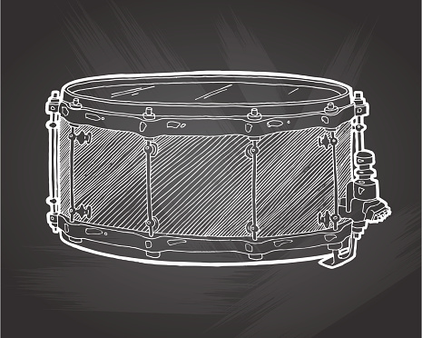 Snare Drum Sketch Drawing Isolated On Chalkboard Background Stock ...
