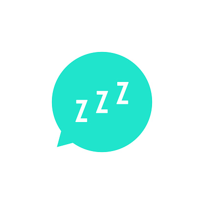 snoring sign in green speech bubble. concept of sleeping, insomnia, alarm clock app, deep sleep, awakening. isolated on white background. flat style trend modern design vector illustration