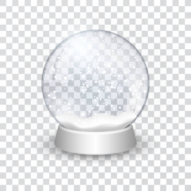 snow globe ball realistic new year chrismas object isolated on transperent background with shadow, vector illustration snow globe ball realistic new year chrismas object isolated on transperent background with shadow, vector illustration. no people stock illustrations
