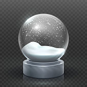 istock Snow globe. Christmas holiday snowglobe, empty glass xmas snowball. Snowy magic ball vector template 1270637118