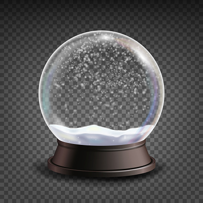 Snow Globe Realistic Vector.Realisitc 3d Snow Globe Toy. Winter Xmas Design Element. Isolated On Transparent Background Illustration